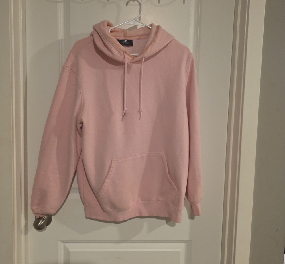 H&M Men's Light Pink Crewneck Hoodie